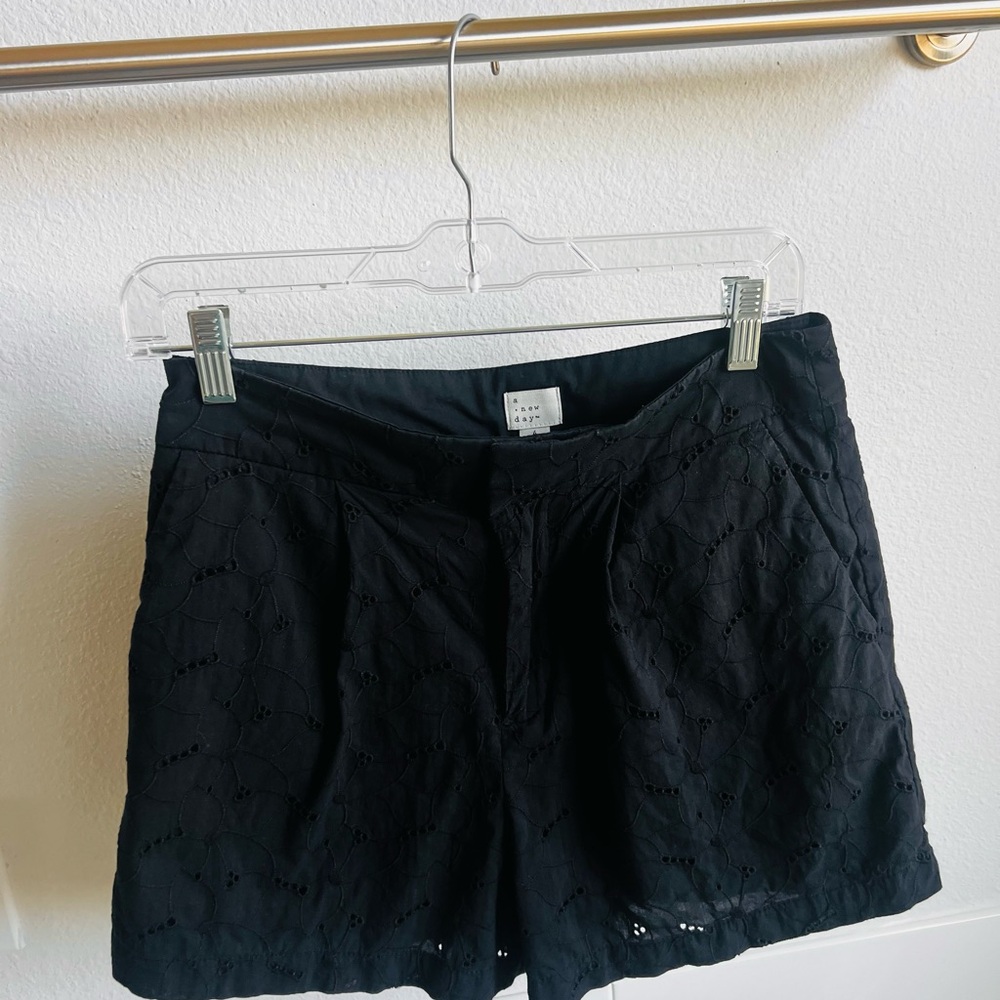 A New Day Women's Black Cotton Eyelet Shorts